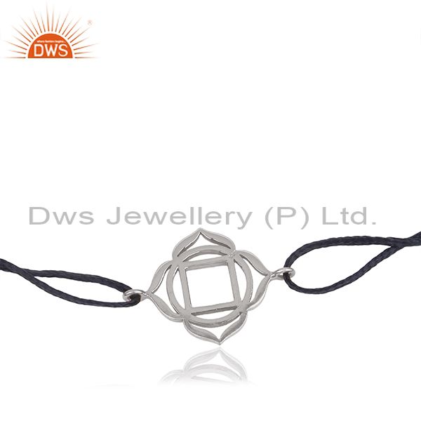 Handmade white rhodium plated plain silver bracelet manufacturer