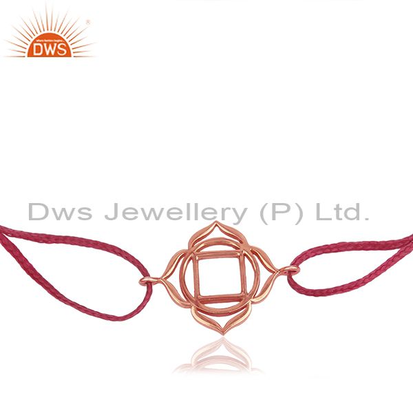 Pink thread rose gold plated 925 silver charm bracelet manufacturer