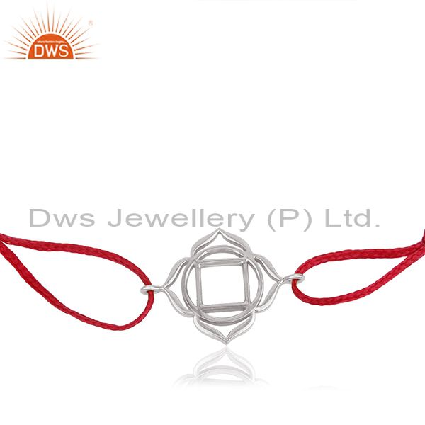 Red thread 925 plain silver lucky charm macrame bracelet wholesale