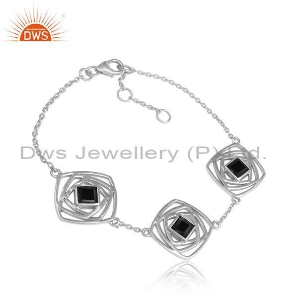 925 sterling fine silver designer girls onyx gemstone bracelets