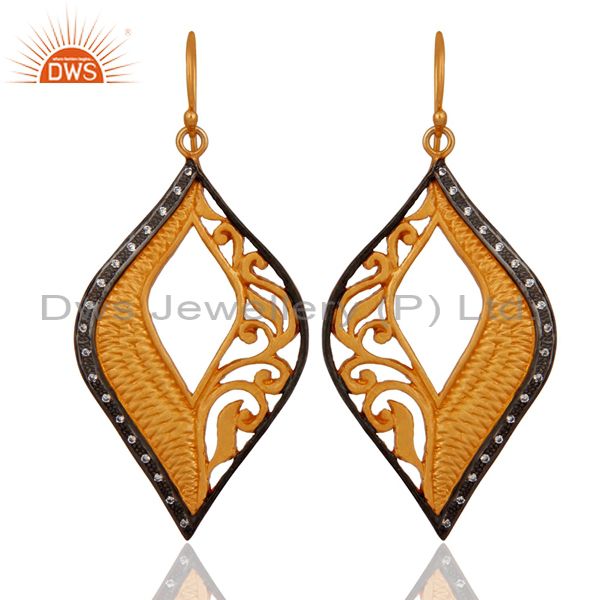 New Model Gold Plated 925 Sterling Silver Handcrafted Wedding Dangle Earring