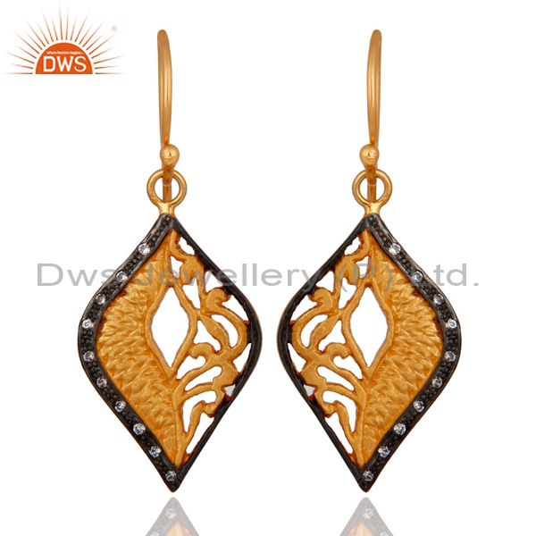 Handmade 925 Sterling Silver Designer Earring With White Zircon Plated Jewelry
