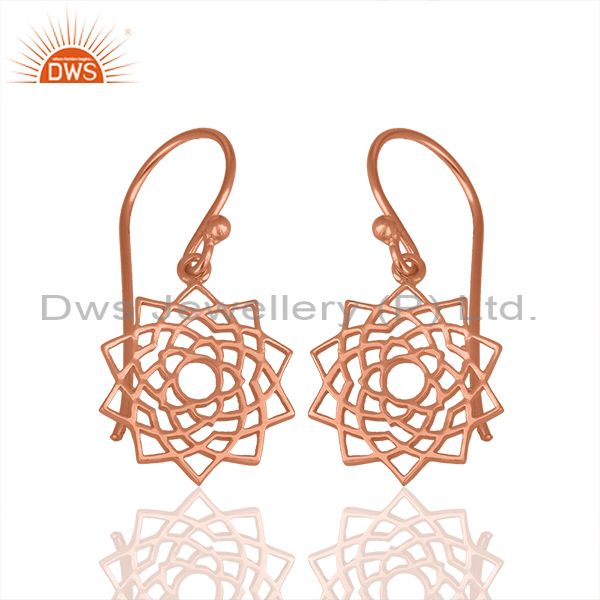 Rose Gold Plated 92.5 Sterling Silver Chakra Design Earrings Wholesale