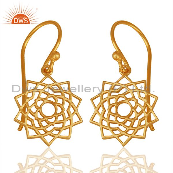 Chakra Design 925 Silver Gold Plated Indian Earrings Manufacturers