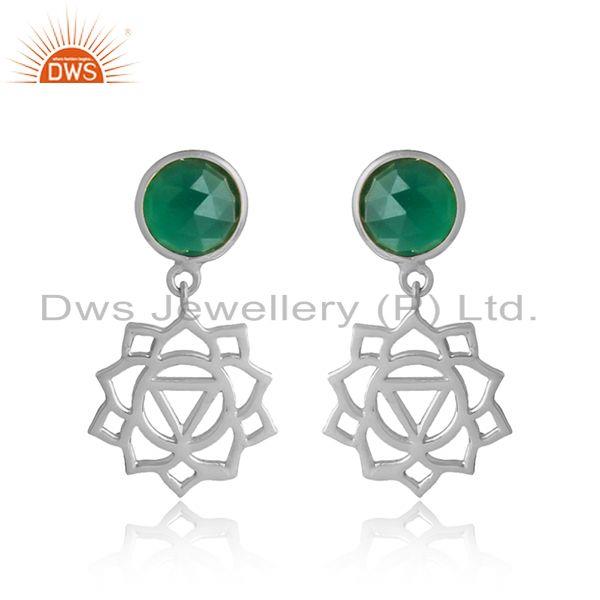 Holy solar plexus chakra earring in silver 925 with green onyx