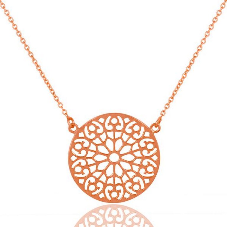 Art deco designer pendant necklace 18k rose gold plated over sterling silver