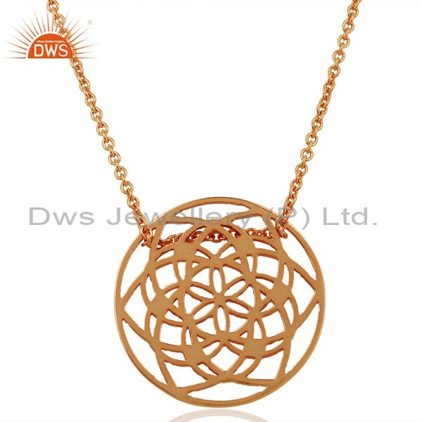 15 mm flower pattern rose gold plated 92.5 sterling silver wholesale pendent
