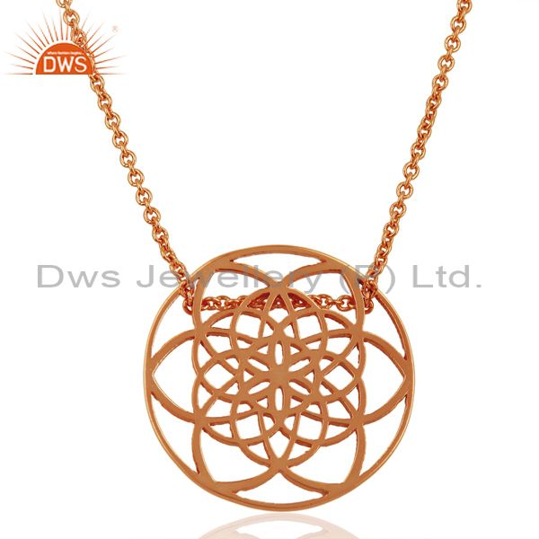 Flower of life 25mm sterling silver white rhodium plated wholesale pendent