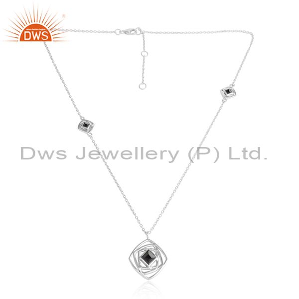 Black onyx gemstone designer 925 sterling silver chain pendants