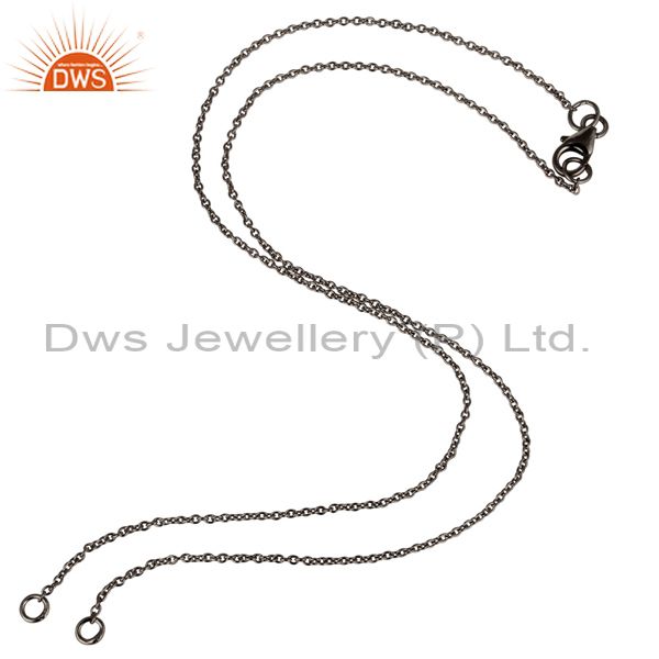 Black rhodium plated sterling silver link chain necklace with lobster lock