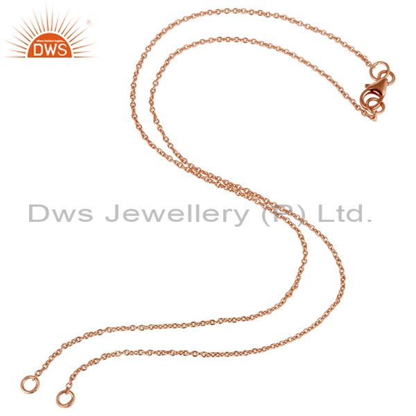 22k rose gold plated sterling silver link chain necklace with lobster lock