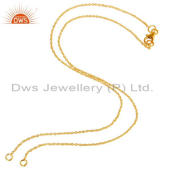 24k yellow gold plated sterling silver link chain necklace with lobster lock