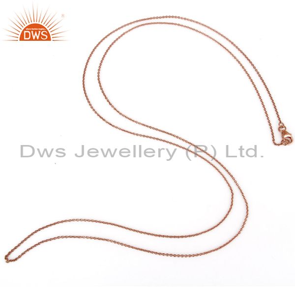 18k rose gold plated sterling silver cable link chain necklace