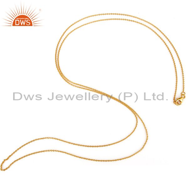 18k yellow gold plated sterling silver cable link chain necklace