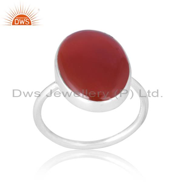 Red Onyx Oval Silver Ring A Minimalist Design For Women