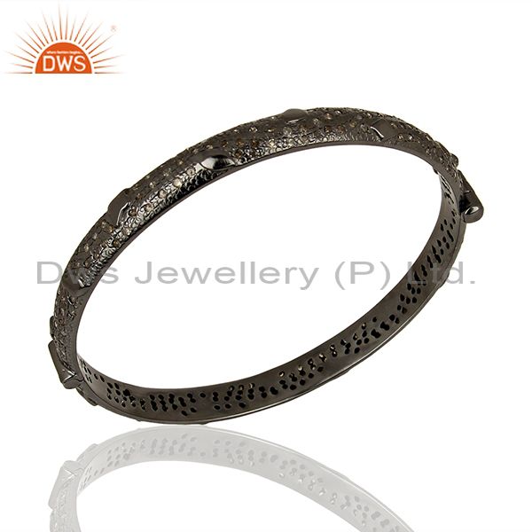 Black rhodium plated pave diamond band bangle jewelry manufacturer