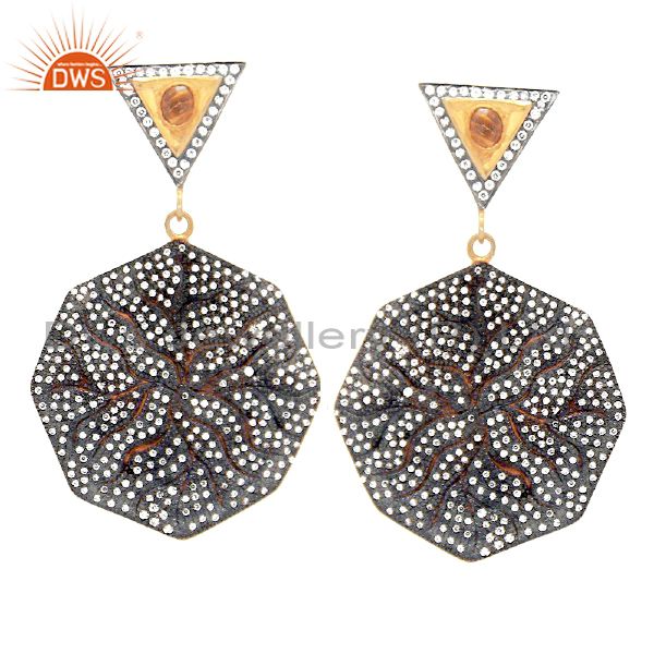 CZ Dangle Gold Plated Designer Fashion Jewelry Earring