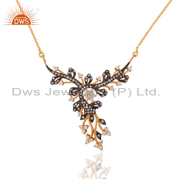 925 sterling silver stunning white zircon accent peacock design pendant necklace