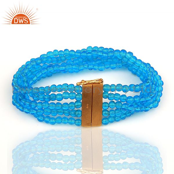 Hydro blue topaz gemstone handmade bracelet jewelry manufacturer