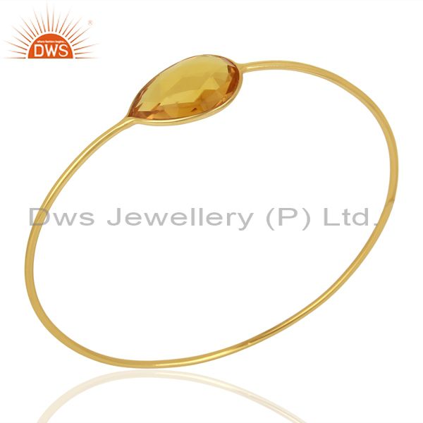 Hydro citrine gemstone gold on 925 silver bangle supplier jewelry