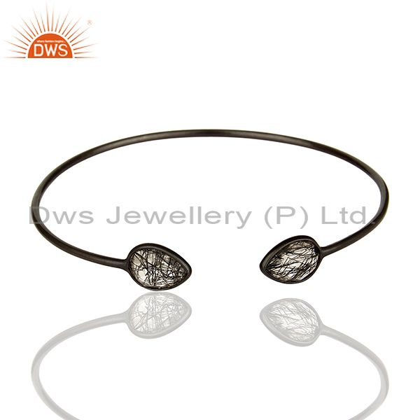 Black rutile 925 sterling silver women bangle manufacturers of jewelry