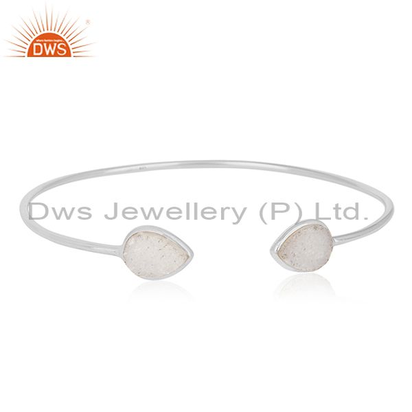 925 sterling fine silver white druzy gemstone cuff bracelet manufacturer