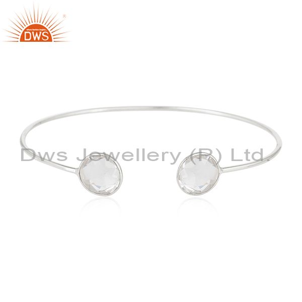 925 sterling fine silver crystal quartz cuff bracelet wholesale supplier