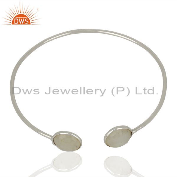 925 sterling silver rainbow moonstone designer gemstone cuff bangle