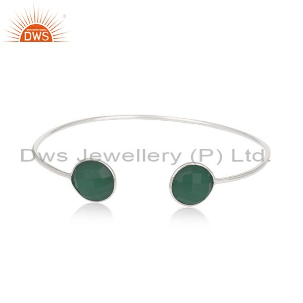 Handmade 925 silver green onyx gemstone cuff bracelet manufacturer from india