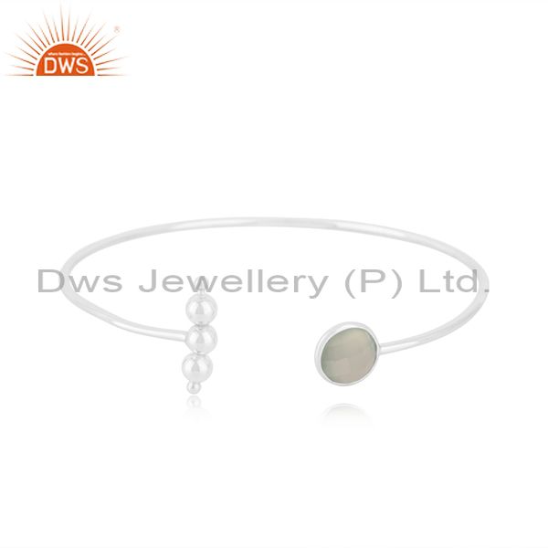 Aqua chalcedony gemstone 925 sterling fine silver cuff bracelet wholesale