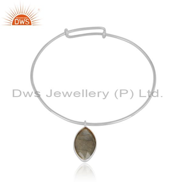 Labradorite gemstone 925 sterling fine silver bangle jewelry