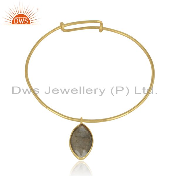Labradorite gemstone designer gold over 925 silver bangle jewelry