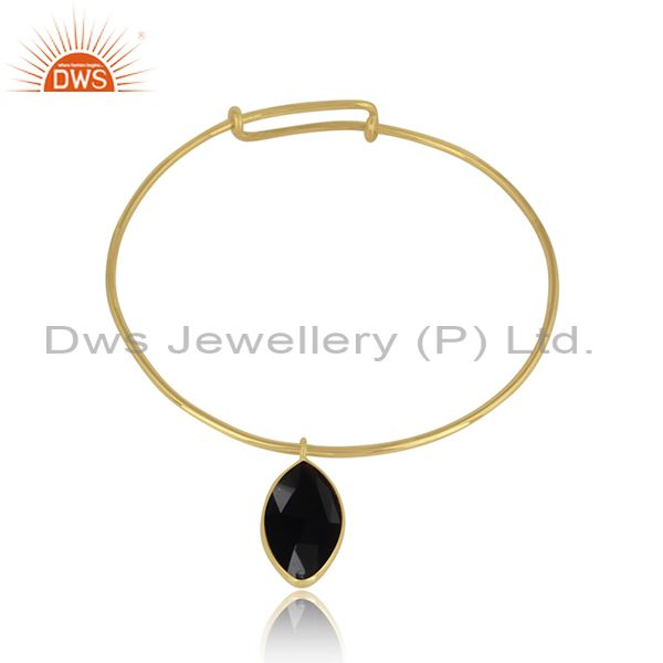 Black onyx gemstone designer gold plated silver designer bangles