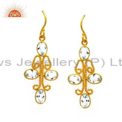 Amethyst Gemstone Womens Dangle Earrings Made In 18K Gold Over Sterling Silver