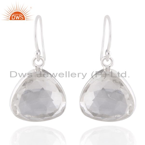 Natural Rock Crystal Quartz 925 Sterling Silver Women Fashion Earring Jewelry