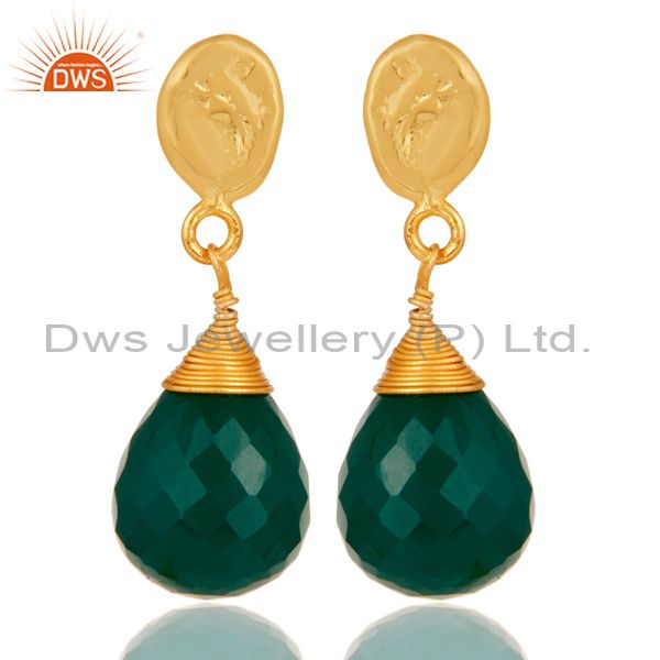 Green Onyx 18K Gold Plated Sterling Silver Drop Earring
