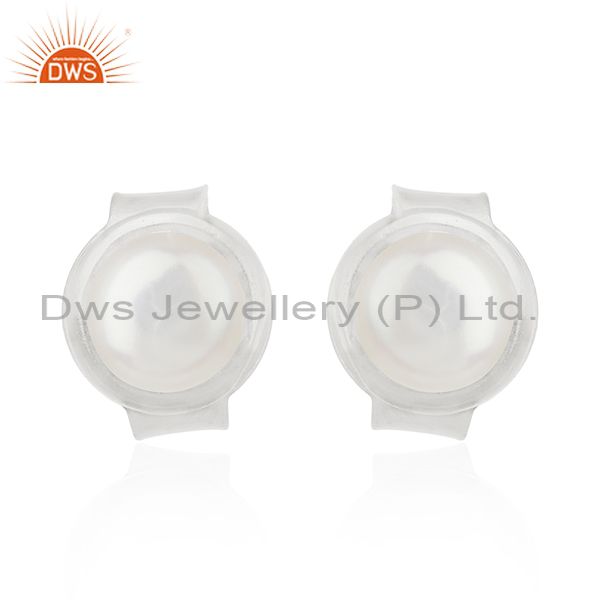 Natural Pearl Gemstone Fine Sterling Silver Stud Earring Wholesale