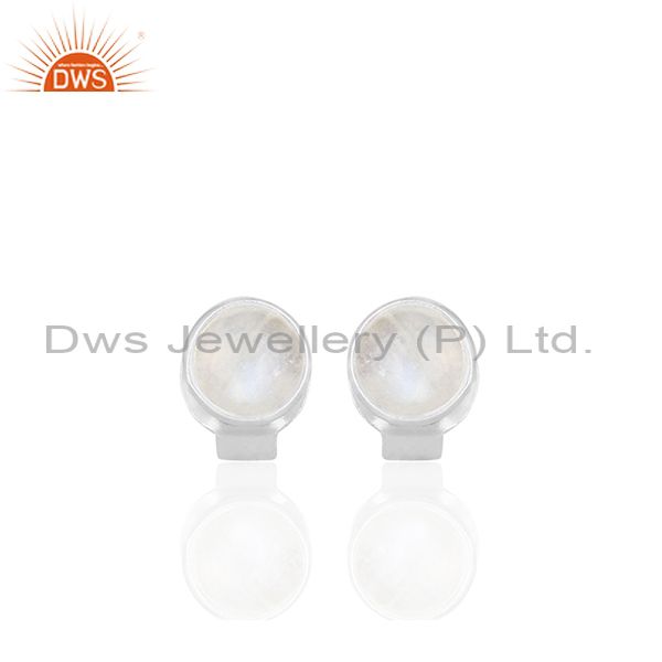 Rainbow Moonstone Stud Earrings Silver Jewelry Manufacturer India