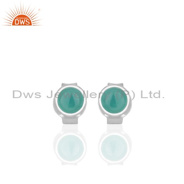 Green Onyx Gemstone 925 Silver Stud Earrings Jewelry Manufacturer