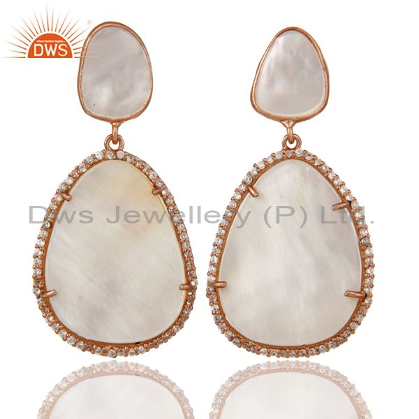 Mother of Pearl MOP Rose Gold Plated Sterling Silver Drop Dangle Earring