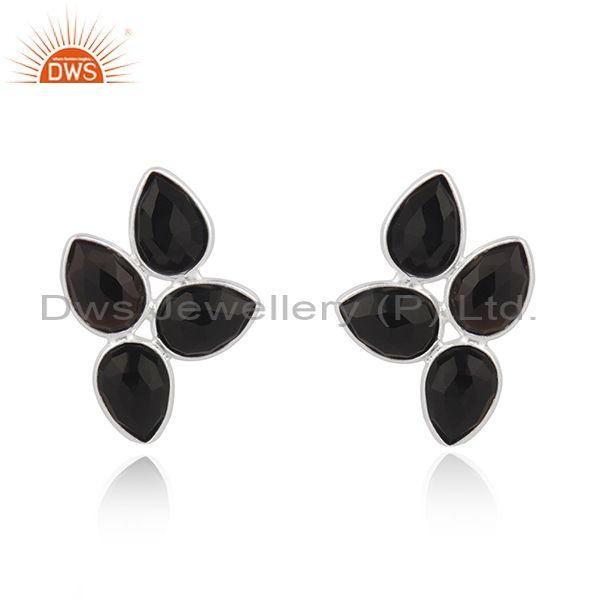 Black Onyx Gemstone Fine Sterling Silver Stud Earring Wholesaler India