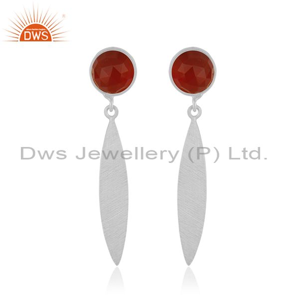 Natural Red Onyx Gemstone STerling Silver Handmade Earring jewelry Manufacturer