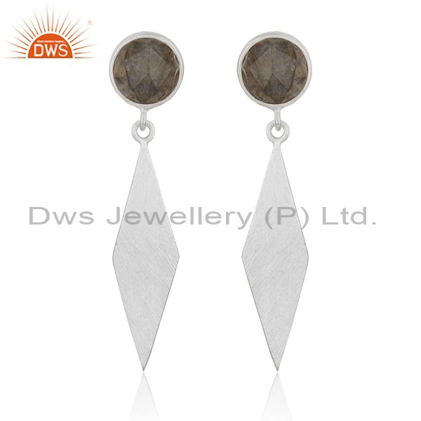 92.5 Sterling Silver Labradorite Gemstone Earrings Manufacturer