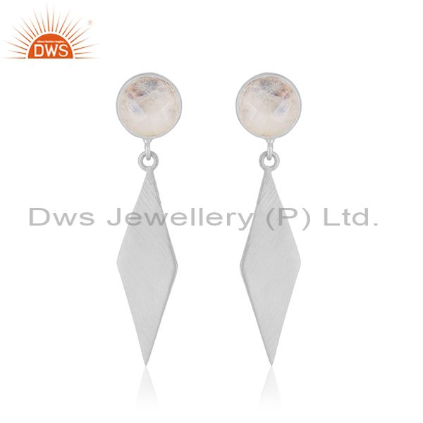 Supplier of Fine Silver Rainbow Moonstone Gemstone Earrings Jewelry