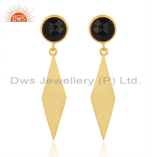 New BLack Onyx Gemstone Silver Gold Plated Earrings Jewelry