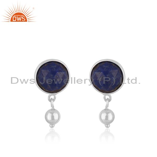 Handmade Fine Sterling Silver Lapis Lazuli Gemstone Drop Earring Wholesaler