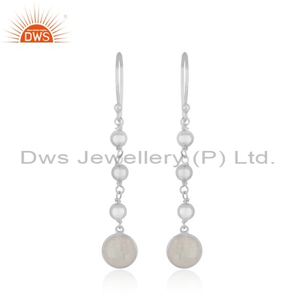 Fine Sterling Silver Rainbow Moonstone Dangle Earring Wholesaler India