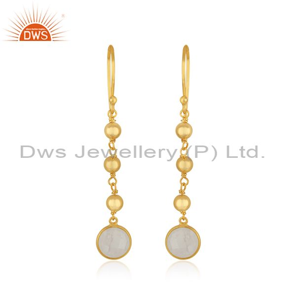 Raibow Moonstone Gold Plated 925 Silver Handmade Earring Manufacturer India