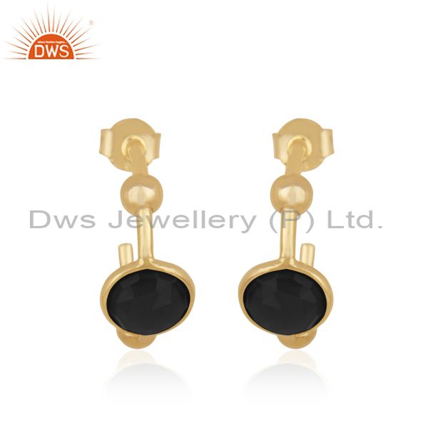 Black Onyx Designer Silver Gold Plated Earrings Jewelry