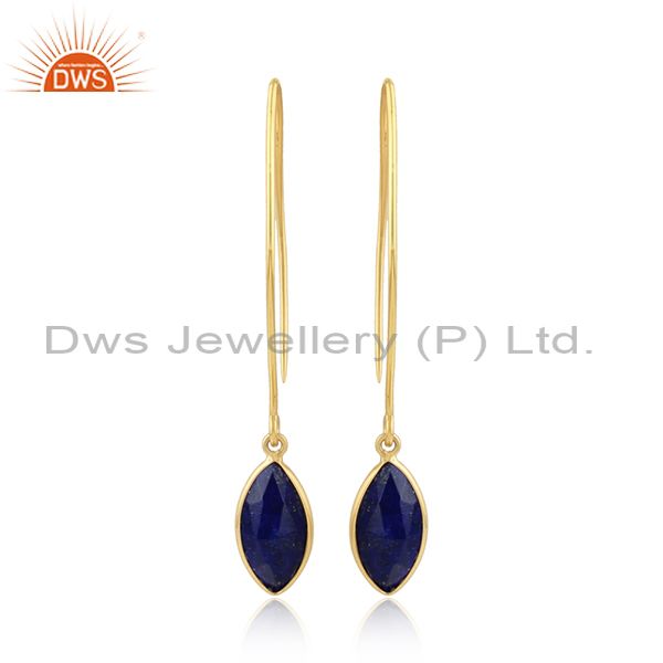 18k gold plated 925 silver lapis lazuli gemstone designer earring
